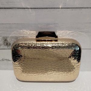 Kotur Morley Croc Embossed Gold Clutch